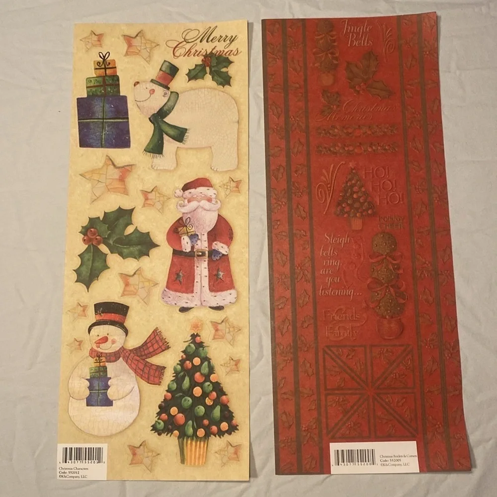 K&Company Assorted Christmas Scrapbooking Stickers Set of 5 Sheets NWOT